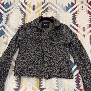 Nine West Black Leopard Print Jean Jacket